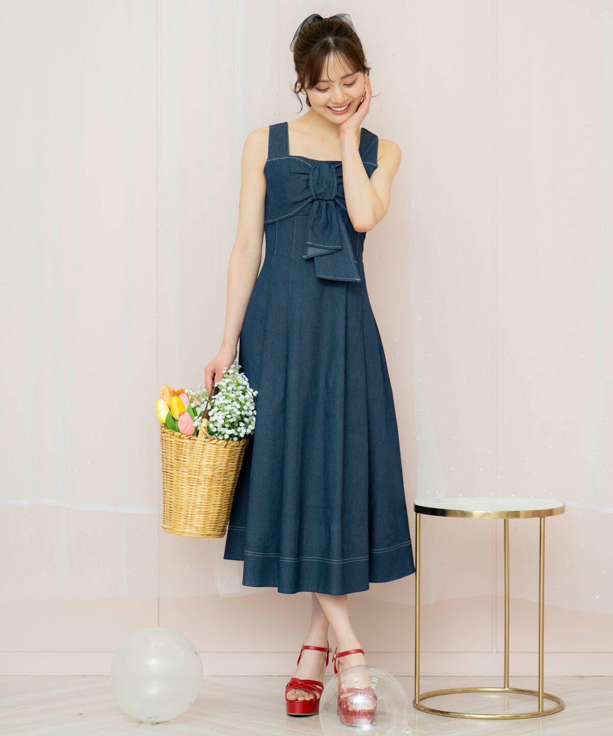 WILLSELECTION「ドレープリボンノースリーブワンピース」|ワンピース|