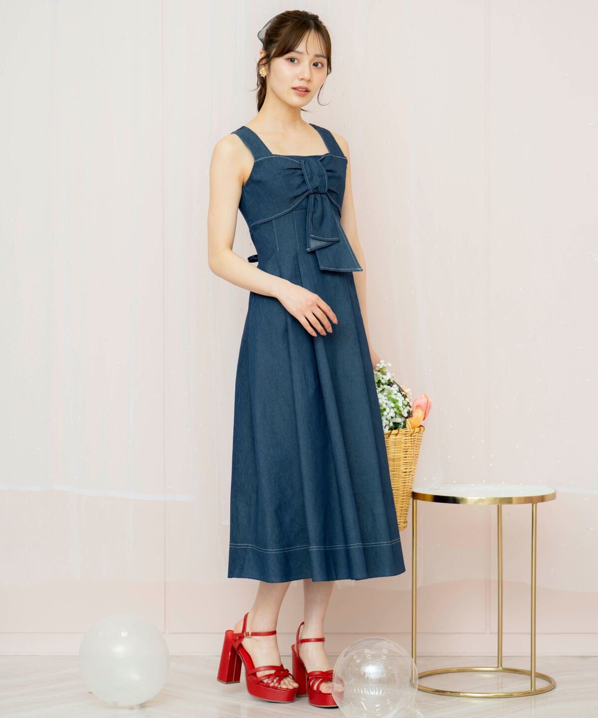 WILLSELECTION「ドレープリボンノースリーブワンピース」|ワンピース|