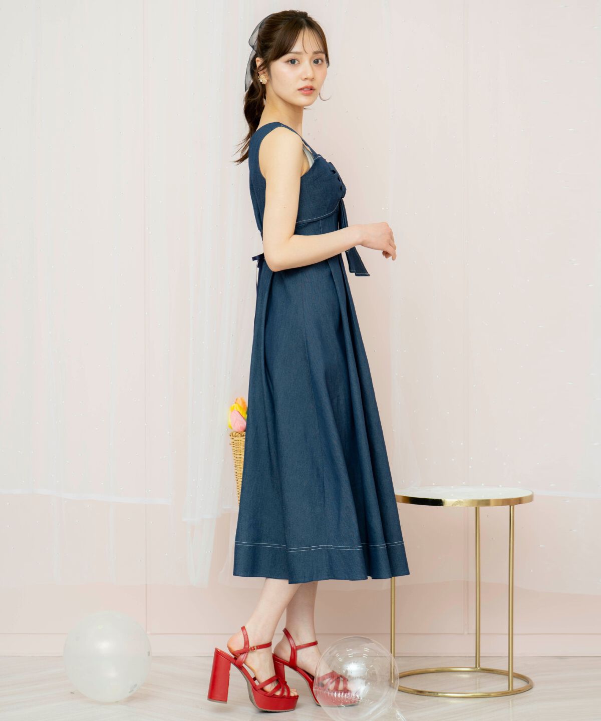 WILLSELECTION「ドレープリボンノースリーブワンピース」|ワンピース|