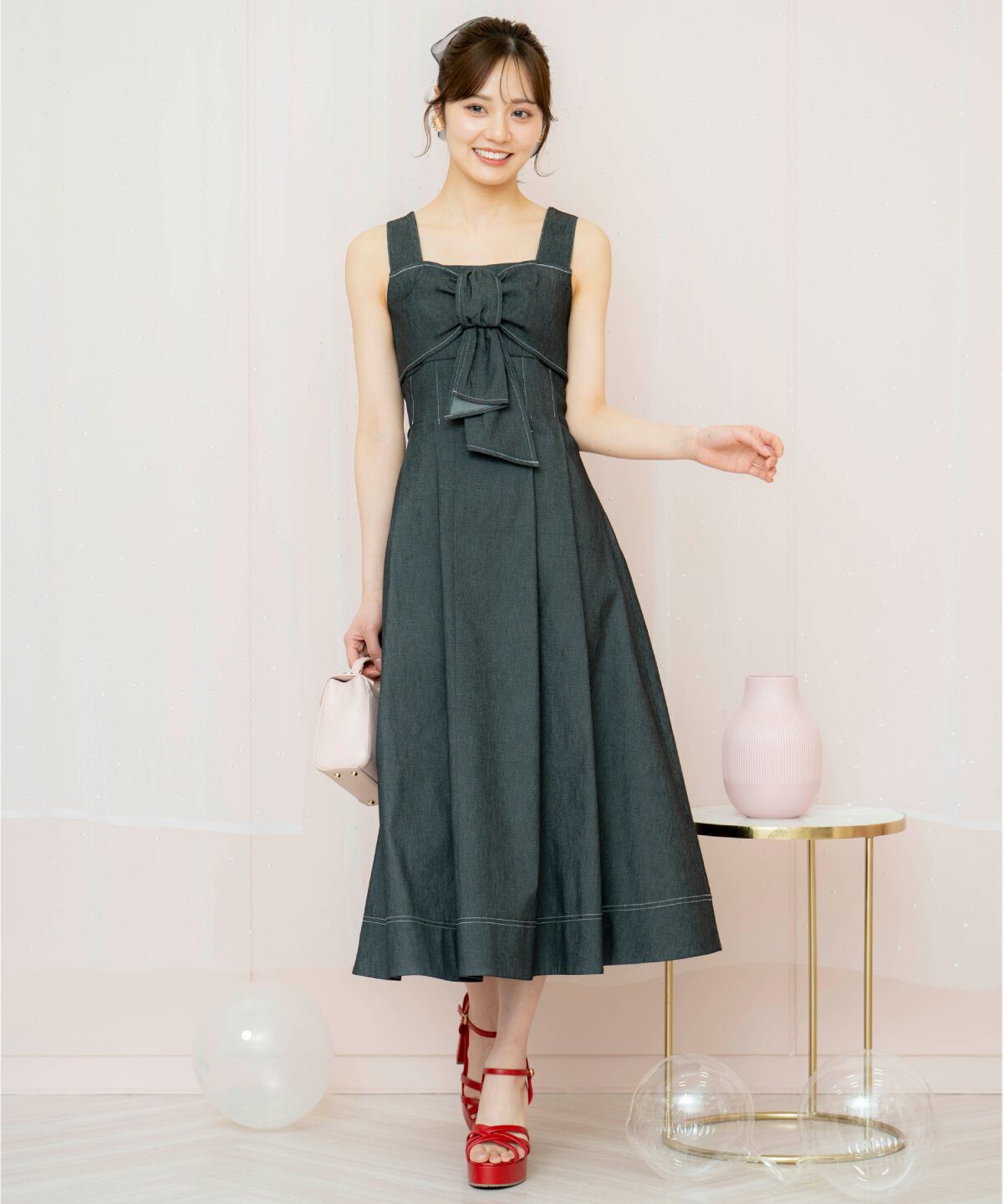 WILLSELECTION「ドレープリボンノースリーブワンピース」|ワンピース|
