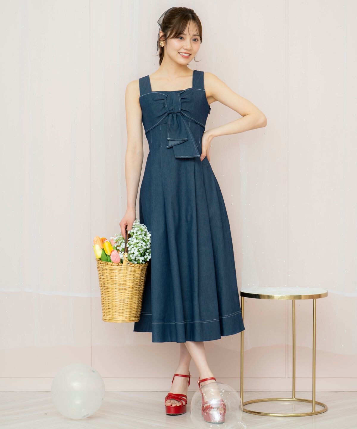 WILLSELECTION「ドレープリボンノースリーブワンピース」|ワンピース|