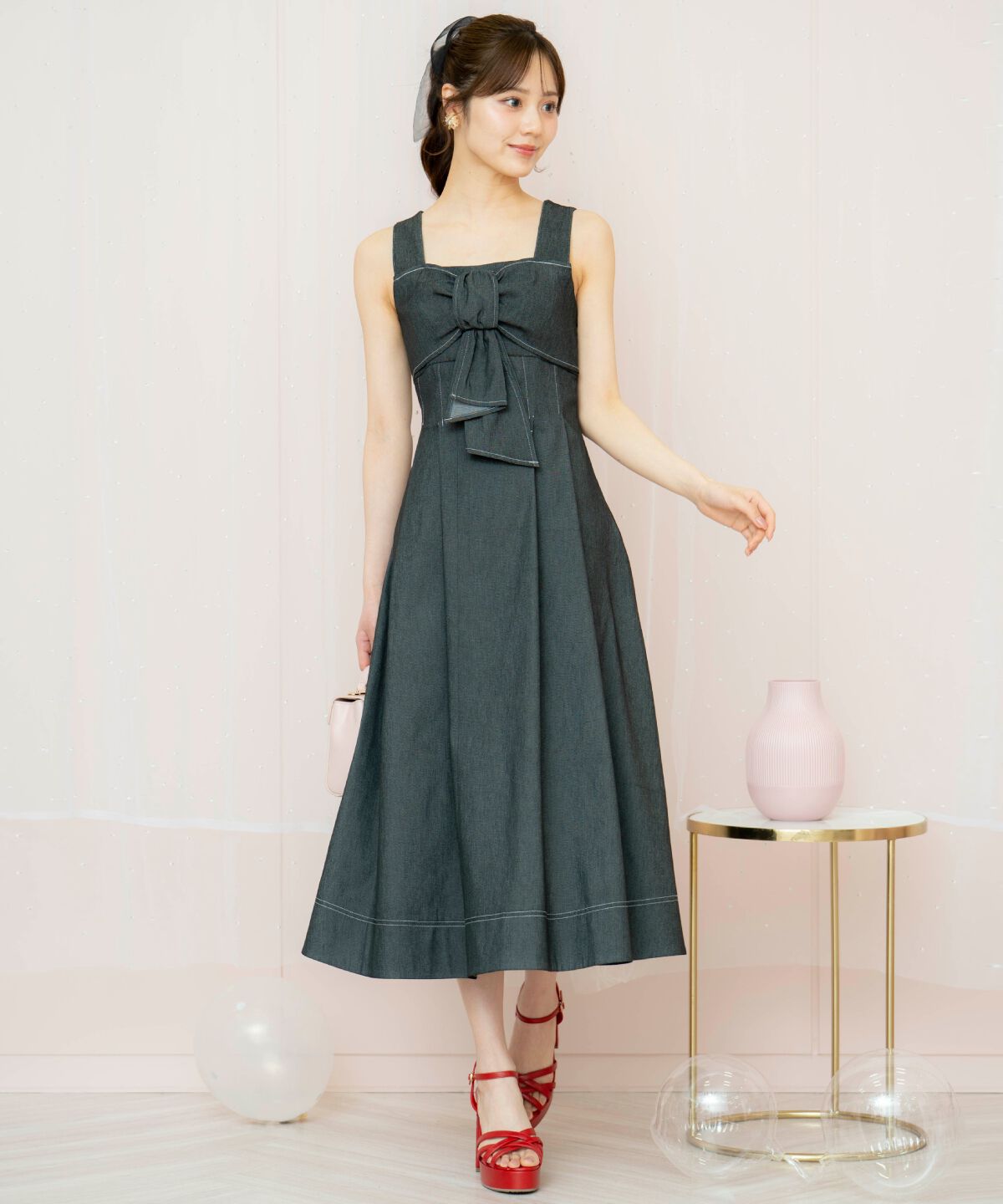 WILLSELECTION「ドレープリボンノースリーブワンピース」|ワンピース|