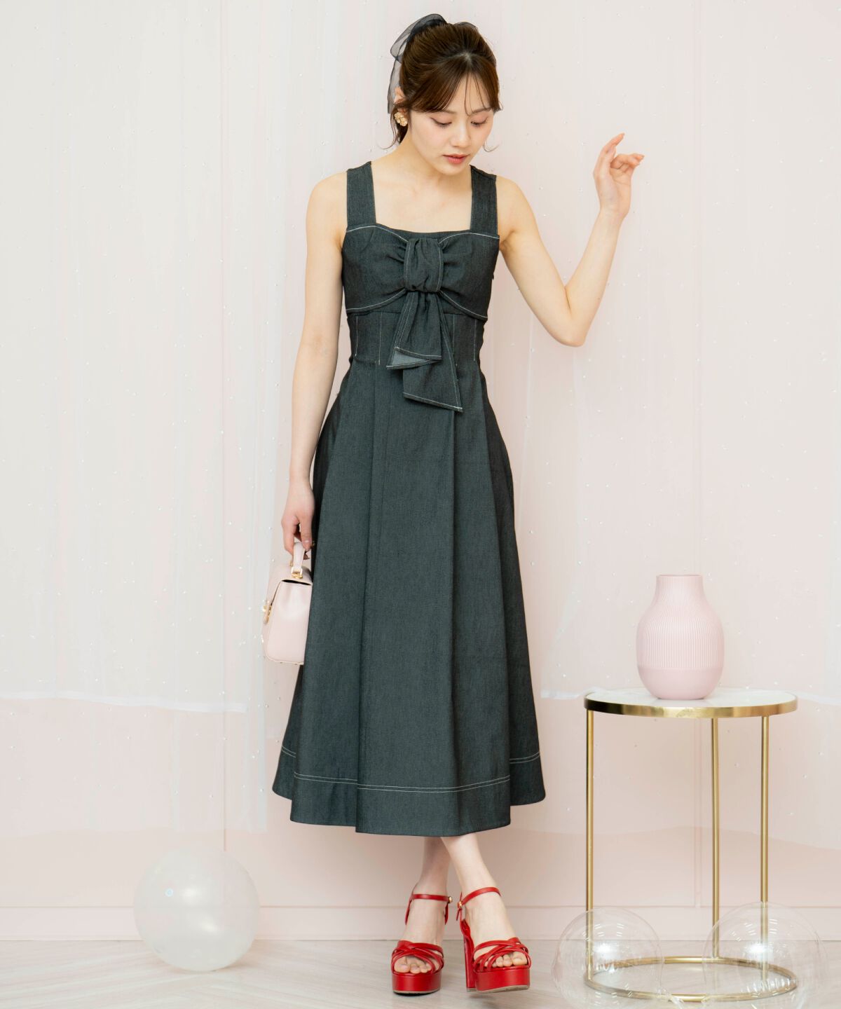 WILLSELECTION「ドレープリボンノースリーブワンピース」|ワンピース|