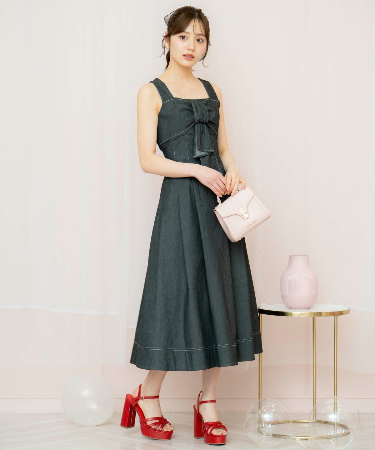 WILLSELECTION「ドレープリボンノースリーブワンピース」|ワンピース|