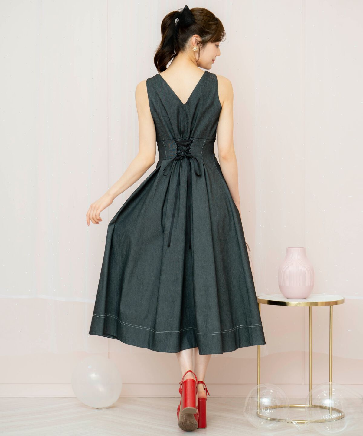 WILLSELECTION「ドレープリボンノースリーブワンピース」|ワンピース|