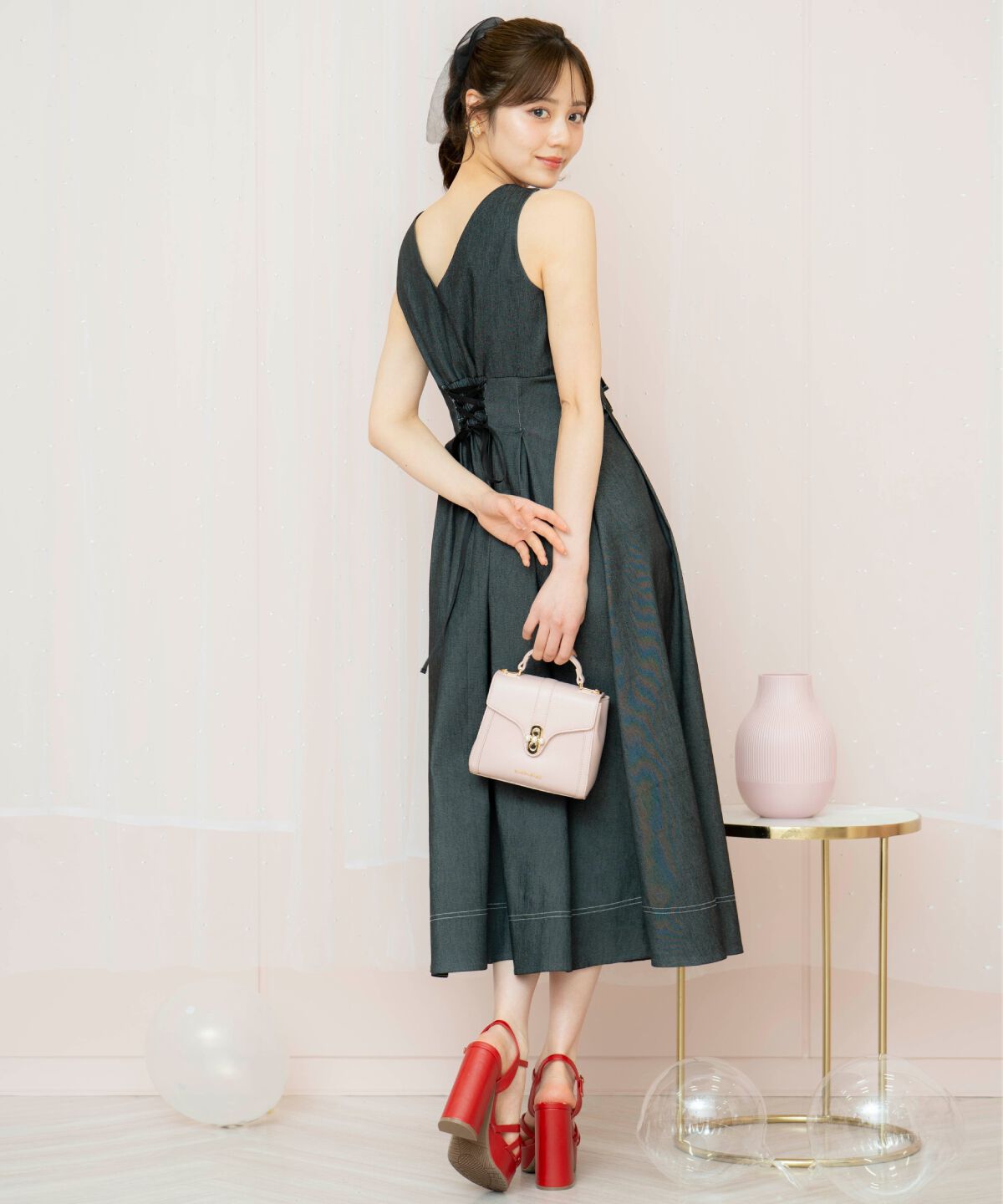 WILLSELECTION「ドレープリボンノースリーブワンピース」|ワンピース|