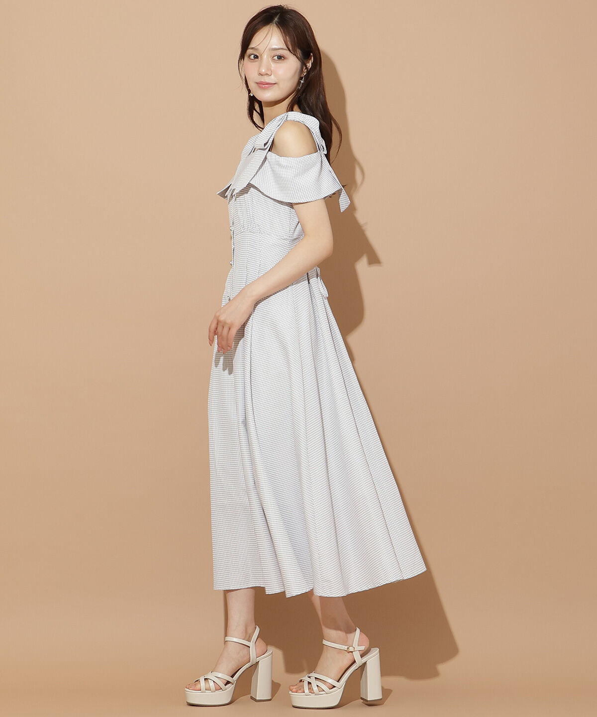 WILLSELECTION「リボンストラップオフショルシャツワンピース」|ワンピース|