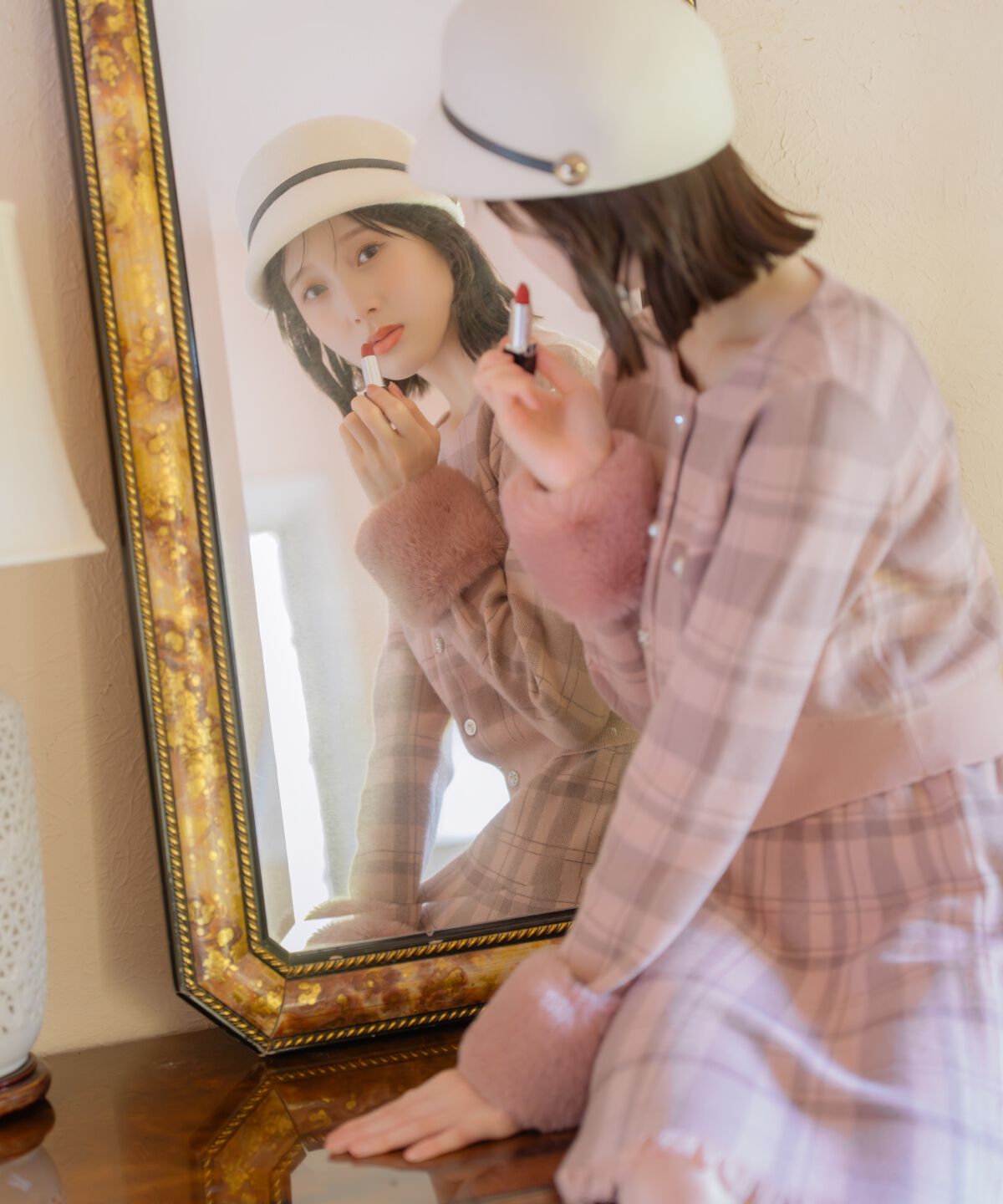 WILLSELECTION「チェック柄ファーカフスカーディガン」|カーディガン|