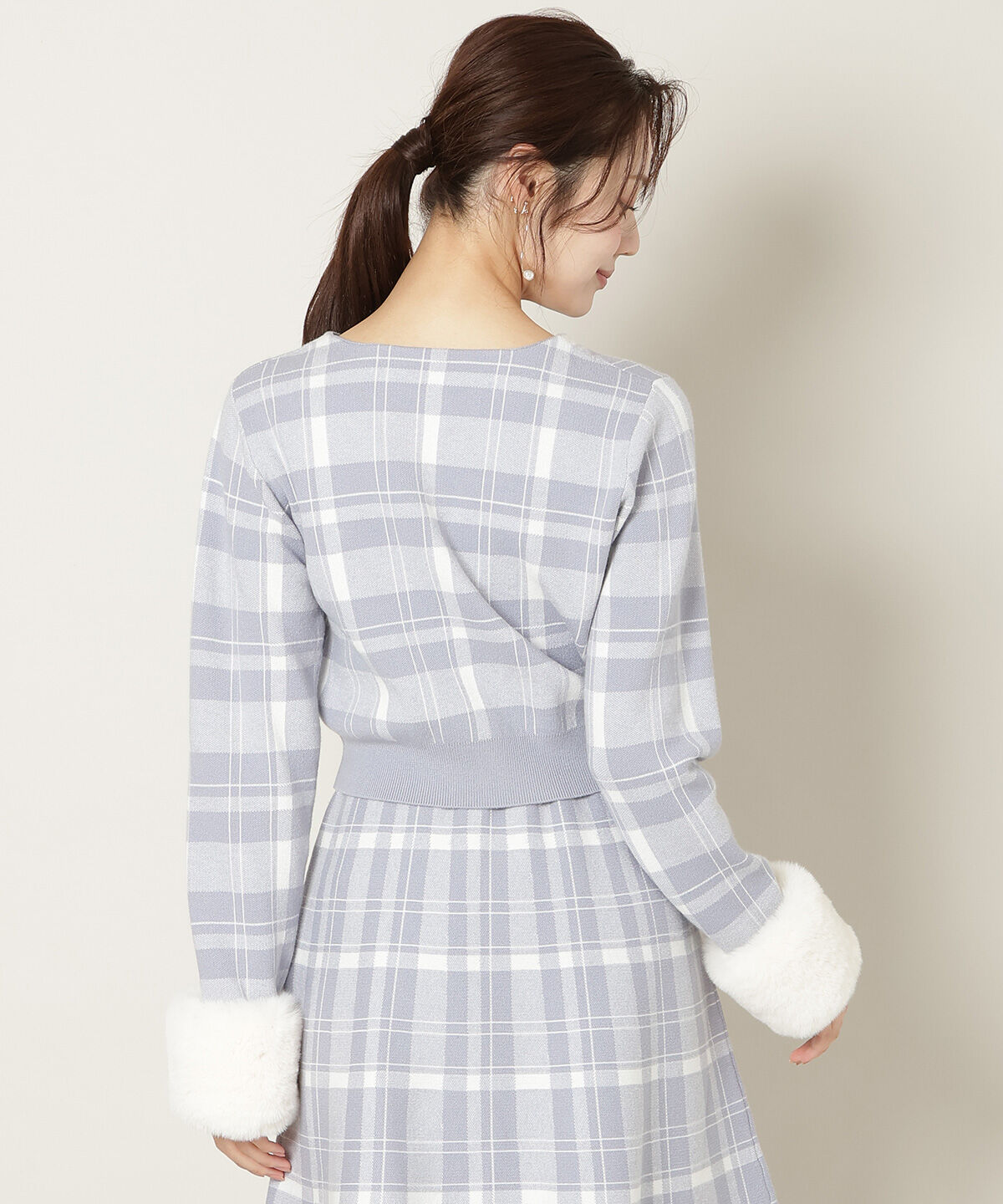 WILLSELECTION「チェック柄ファーカフスカーディガン」|カーディガン|