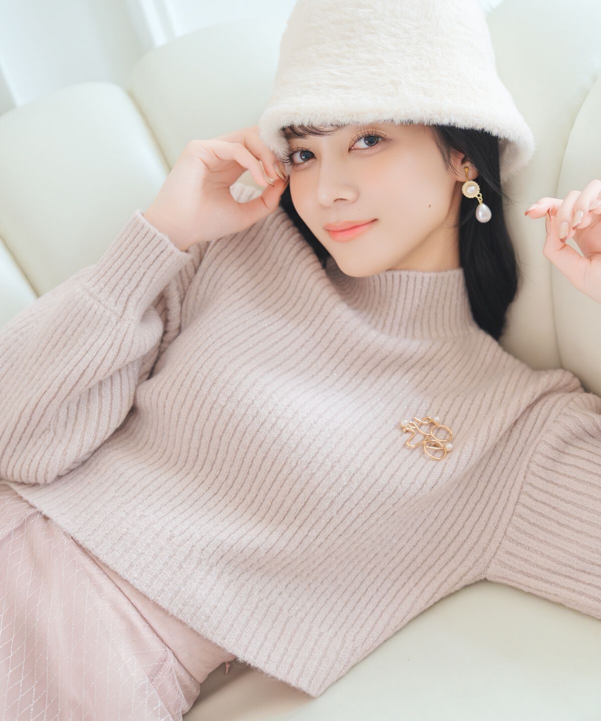 WILLSELECTION「ブローチ付きクロップドラメニット」|ニット・セーター|