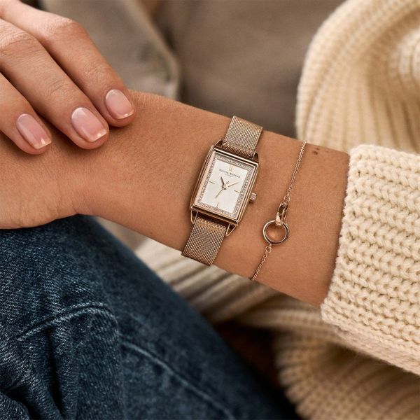 OLIVIA BURTON 「〈OLIVIA BURTON(ｵﾘﾋﾞｱﾊﾞｰﾄﾝ)〉21mm ﾀｳﾝﾊｳｽ ﾚｸﾀﾝｸﾞﾙﾎﾜｲﾄ＆ｶｰﾈｰｼｮﾝｺﾞｰﾙﾄﾞﾒｯｼｭ」|腕時計|ROSE GOLD