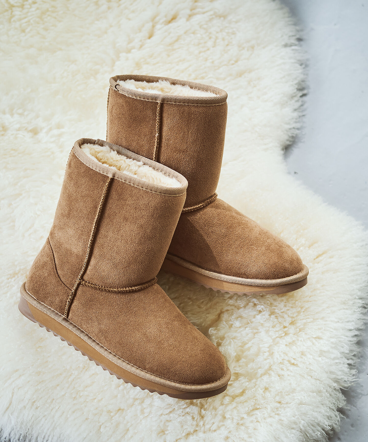 ORiental TRaffic「【累計2万足突破】  ミドル ムートン ブーツ /25401 折り返しても使える！ 防寒」|ショートブーツ|