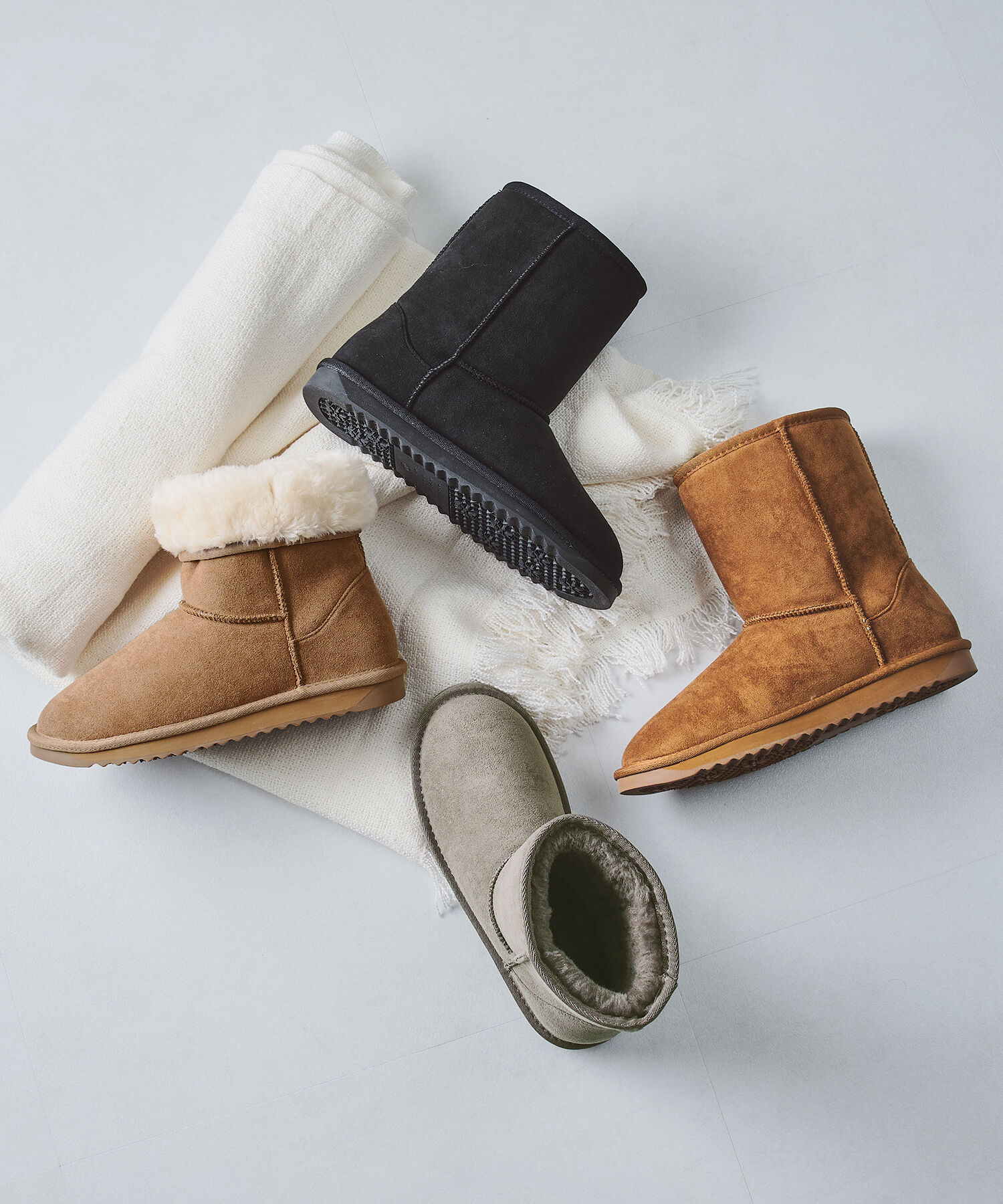 ORiental TRaffic「【累計2万足突破】  ミドル ムートン ブーツ /25401 折り返しても使える！ 防寒」|ショートブーツ|BLACK