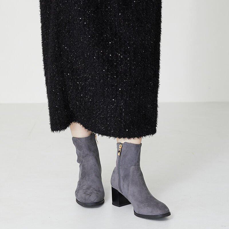 ORiental TRaffic「【 美脚 】 チャンキー ヒール ミドル ブーツ/31408 ヒール6ｃｍ 太ヒール 定番人気」|ショートブーツ|