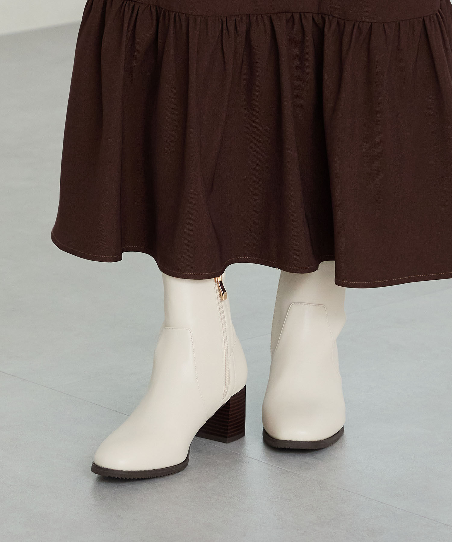 ORiental TRaffic「【 美脚 】 チャンキー ヒール ミドル ブーツ/31408 ヒール6ｃｍ 太ヒール 定番人気」|ショートブーツ|