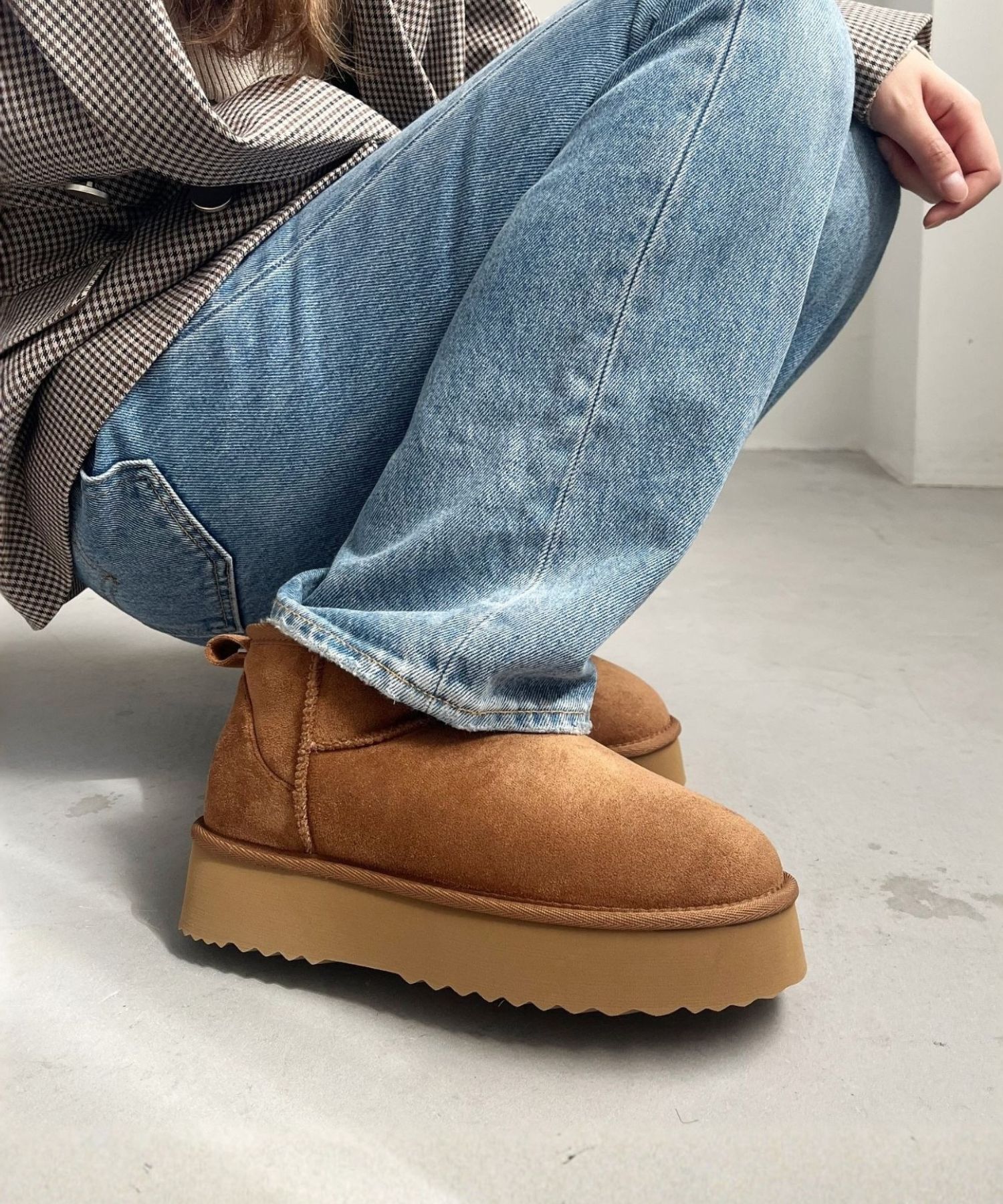 ORiental TRaffic「【累計1万足突破】 厚底 ムートン ショートブーツ /35401 軽量 防寒」|ショートブーツ|CAMEL