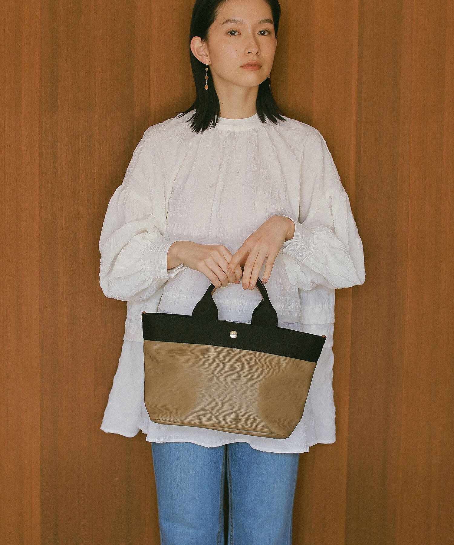 TOPKAPI BREATH「【VERY 10月号掲載】RIPPLE リプル ネオレザー ミニ トートバッグ」|トートバッグ|カーキブラウン