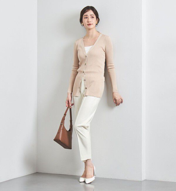 UNITED ARROWS「シルクリブ Vネック ロングカーディガン」|カーディガン|