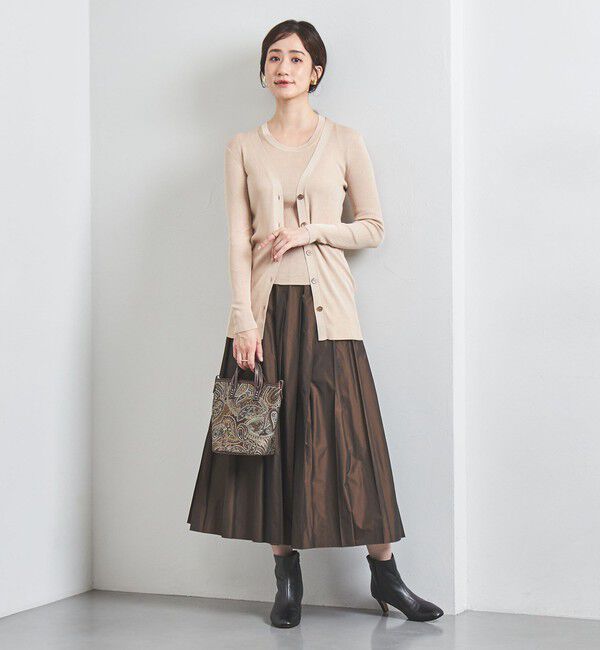 UNITED ARROWS「シルクリブ Vネック ロングカーディガン」|カーディガン|