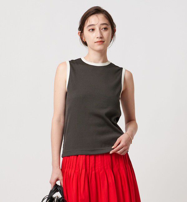 UNITED ARROWS「リブバイカラーパイピング ノースリーブカットソー」|Tシャツ・カットソー|