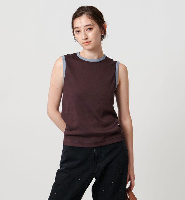 UNITED ARROWS「リブバイカラーパイピング ノースリーブカットソー」|Tシャツ・カットソー|