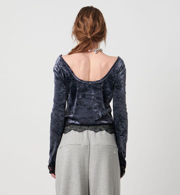 ASTRAET「＜ASTRAET＞ベロア/レース Uネックカットソー」|Tシャツ・カットソー|