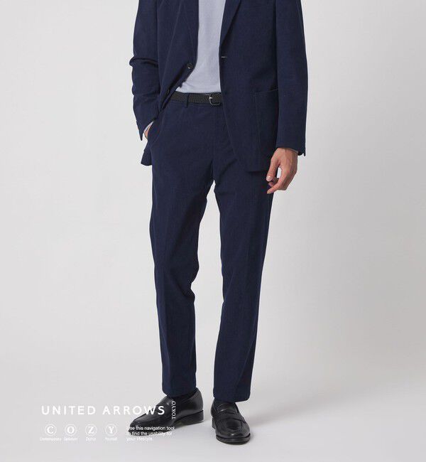 UNITED ARROWS「ライト コーデュロイ ノープリーツパンツ UA COZY ウォッシャブル ヨコストレッチ」|スーツ|NAVY