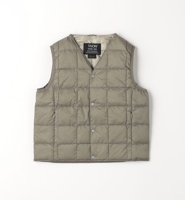 UNITED ARROWS green label relaxing「＜TAION＞ベーシック Vネックボタン インナーダウンベスト / キッズ  110cm-130cm」|ダウンベスト・ベスト|BEIGE