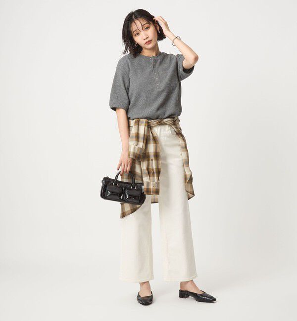 UNITED ARROWS green label relaxing「【WEB限定】＜at ease＞ワッフル ヘンリーネック 5分袖 プルオーバー カットソー」|Tシャツ・カットソー|