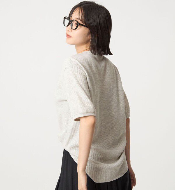 UNITED ARROWS green label relaxing「【WEB限定】＜at ease＞ワッフル ヘンリーネック 5分袖 プルオーバー カットソー」|Tシャツ・カットソー|