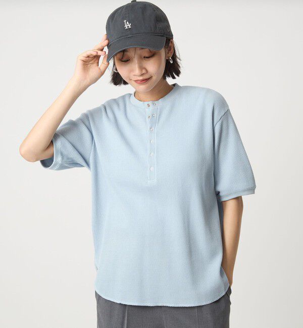 UNITED ARROWS green label relaxing「【WEB限定】＜at ease＞ワッフル ヘンリーネック 5分袖 プルオーバー カットソー」|Tシャツ・カットソー|