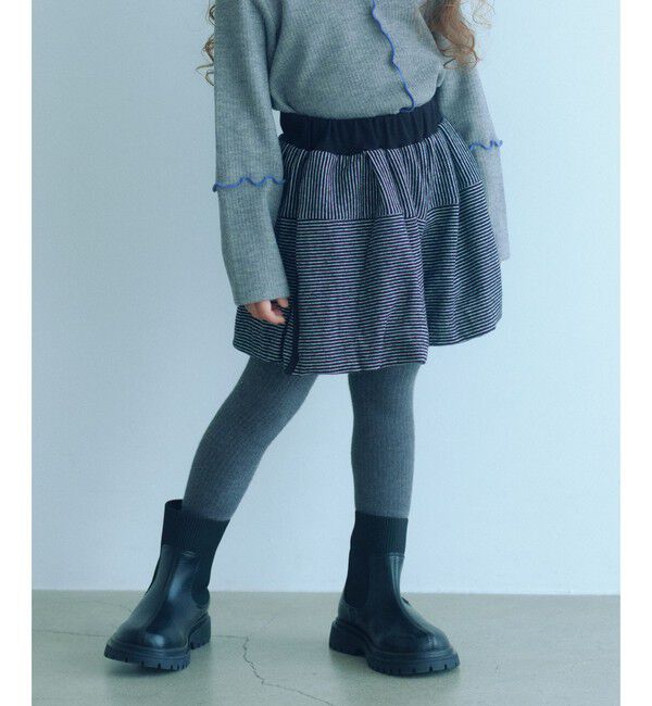 UNITED ARROWS green label relaxing「ボーダーバルーン キュロットパンツ / キッズ  110cm-130cm」|その他|BLACK