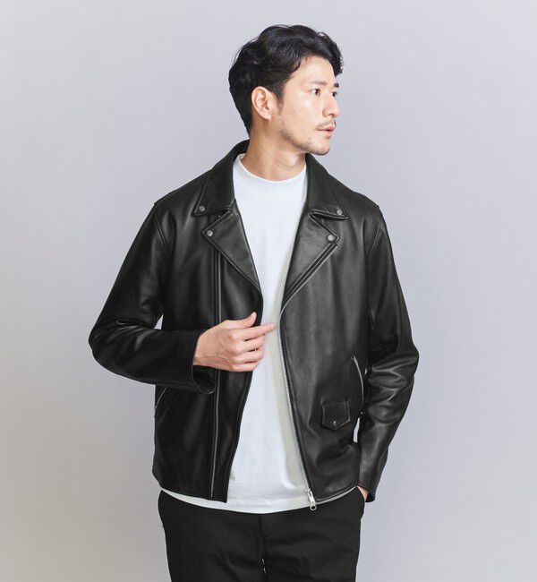 BEAUTY&YOUTH UNITED ARROWS「【WEB限定 WARDROBE SMART】 シープ ダブル ライダースジャケット」|ライダースジャケット|