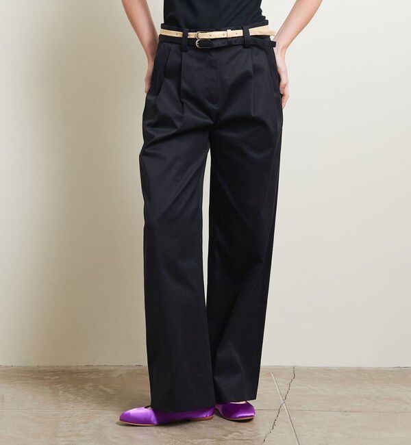 ATTISESSION「＜ATTISESSION＞ベルト 2タック ストレート パンツ」|その他|NAVY