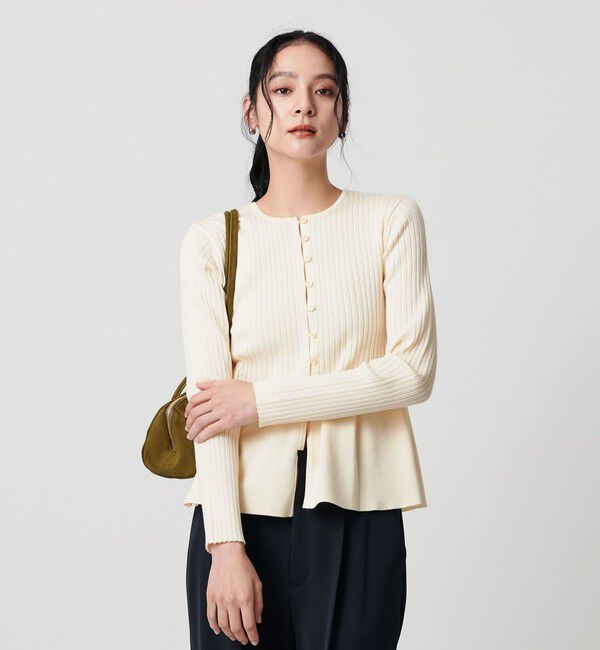 BEAUTY&YOUTH UNITED ARROWS「【WEB限定 Wardrobe DAILY MINIMAL】ペプラム2WAY リブニットプルオーバー ウォッシャブル」|ニット・セーター|OFF WHITE