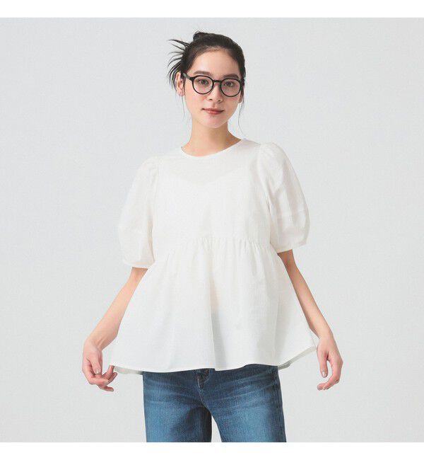 Ray BEAMS 「Ray BEAMS / ランタンスリーブ ギャザー ブラウス」|シャツ・ブラウス|WHITE