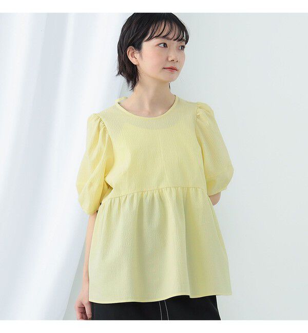 Ray BEAMS 「Ray BEAMS / ランタンスリーブ ギャザー ブラウス」|シャツ・ブラウス|YELLOW