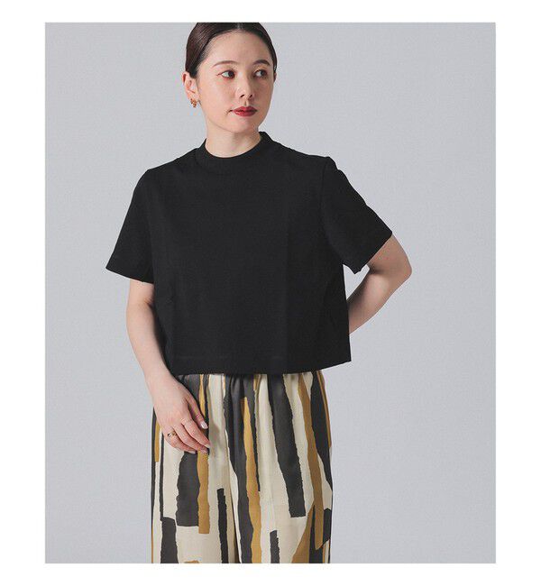 Demi-Luxe BEAMS 「モックネック ショート Tシャツ」|Tシャツ・カットソー|BLACK