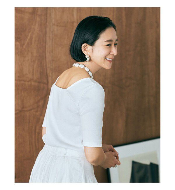 Demi-Luxe BEAMS 「【別注】スタイリスト佐藤佳菜子 &times; SLOANE / スクエアネック リブTシャツ」|Tシャツ・カットソー|