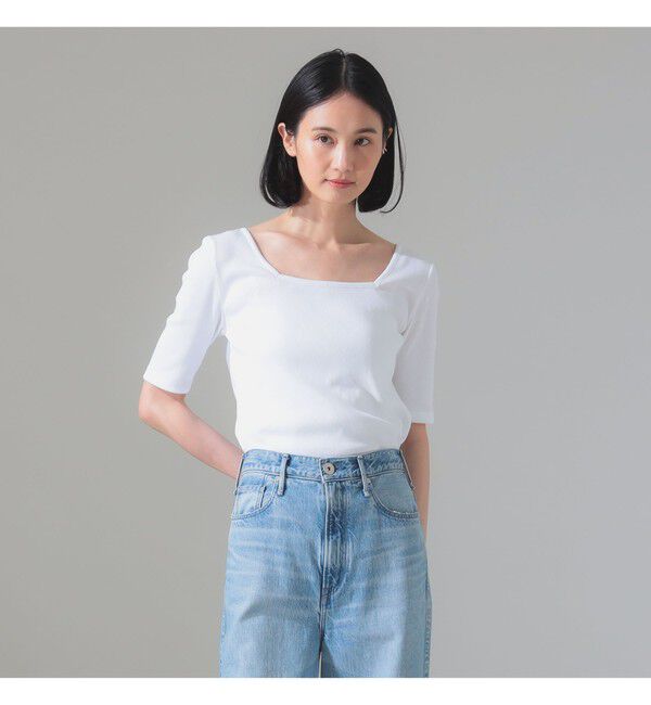Demi-Luxe BEAMS 「【別注】スタイリスト佐藤佳菜子 &times; SLOANE / スクエアネック リブTシャツ」|Tシャツ・カットソー|