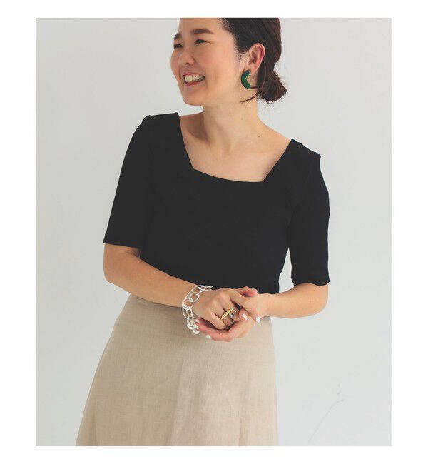 Demi-Luxe BEAMS 「【別注】スタイリスト佐藤佳菜子 &times; SLOANE / スクエアネック リブTシャツ」|Tシャツ・カットソー|