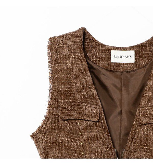 Ray BEAMS 「ツイード スタッズ ノースリーブ ワンピース」|ワンピース|