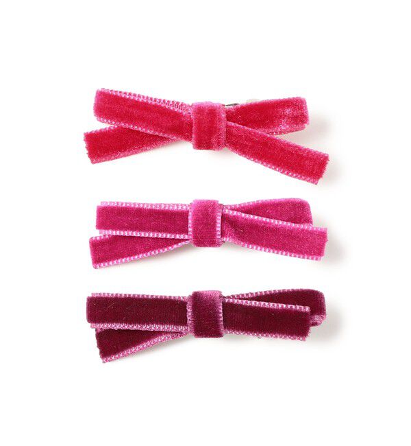 BEAMSBOY「ミニ ベロア リボン ピン 3SET」|その他|PINK