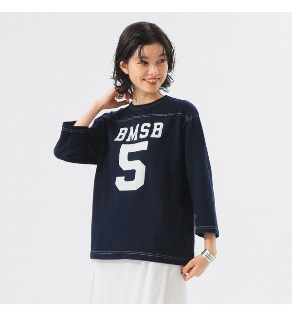 BEAMSBOY「テンジク フットボール 3/4 Tシャツ」|Tシャツ・カットソー|NAVY