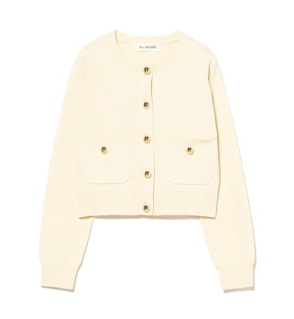 Ray BEAMS 「メタル ボタン クルーネック カーディガン」|カーディガン|