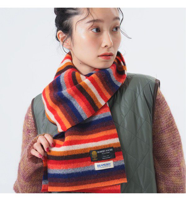 BEAMSBOY「【別注】ROBERT MACKIE / マルチボーダー マフラー」|マフラー|RED