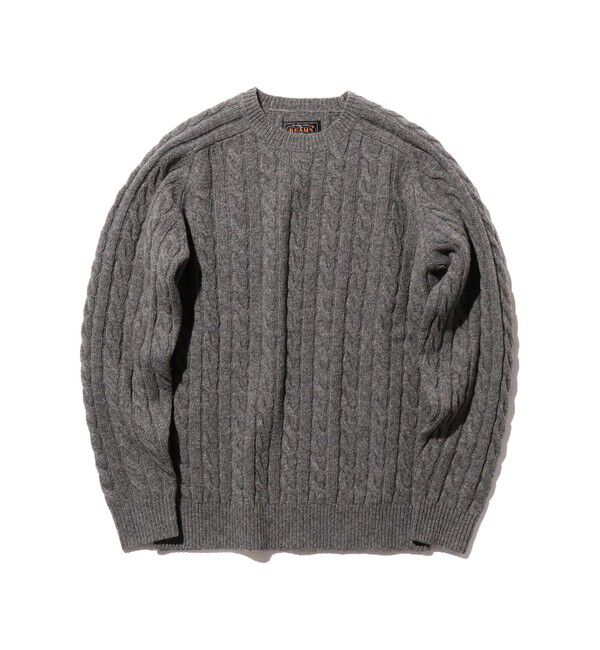 BEAMS PLUS「5ゲージ ケーブル クルーネック」|ニット・セーター|GREY