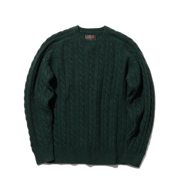 BEAMS PLUS「5ゲージ ケーブル クルーネック」|ニット・セーター|GREEN