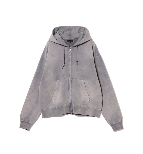 BEAMS「ワイドショートフィット フェード フルジップ フーディー」|スウェット・ジャージ|SOFT_BLACK