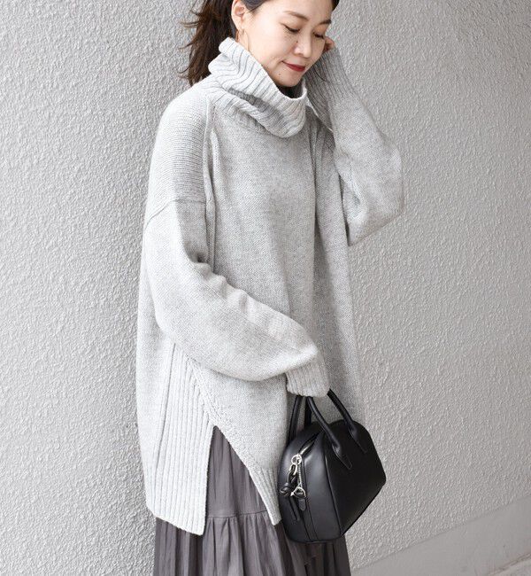 SHIPS for women「〈手洗い可能〉サイド スリット タートル プルオーバー」|ニット・セーター|